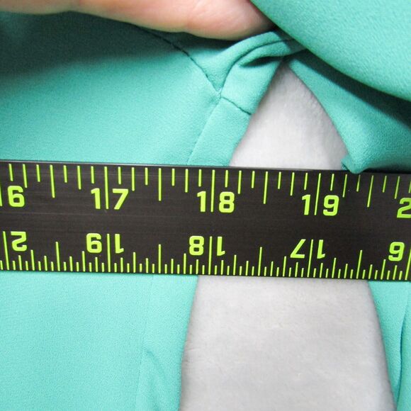 Express Portofino Shirt Green Bell Tie Long Sleeve Blouse Top Button Up Sz Small - Picture 7 of 10